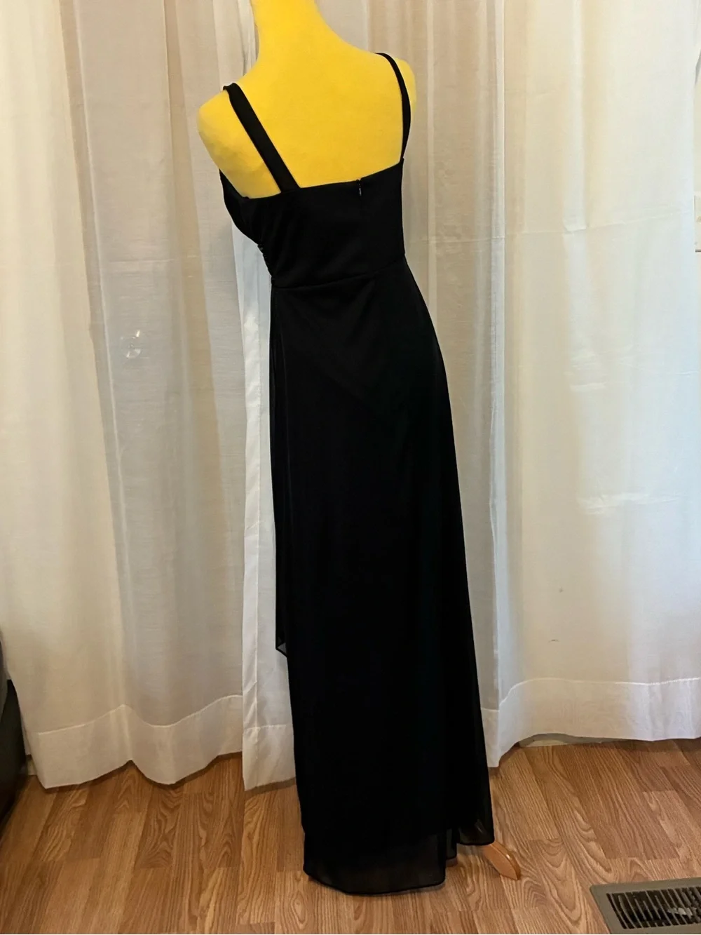 dressbarn Black Maxi Evening Dress with Ruched Bodice Size 6 - Picture 6 of 7